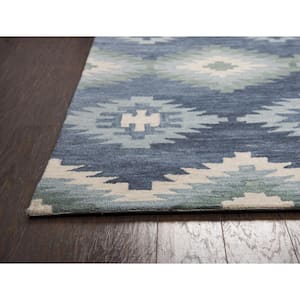 Napoli Blue/Ivory 5 ft. x 8 ft. Native American/Geometric/Moroccan Area Rug