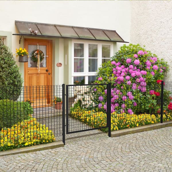 Deco Grid 4 ft. x 4 ft. Black Steel Straight Fence Gate