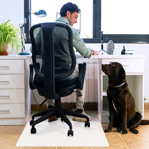 Floortex Cleartex White 46 in. x 57 in. Polypropylene Anti-Slip Foldable Rectangular Indoor Chair Mat for Hard Floor