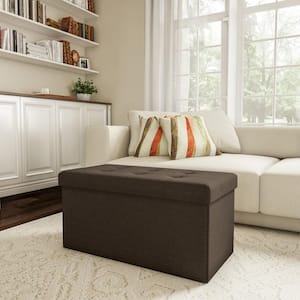 30 in. Brown Ottomans, Set of 2