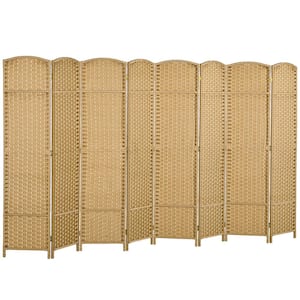 5.6 ft. Tall 8-Panel Folding Room Divider Privacy Screen in Nature Wood