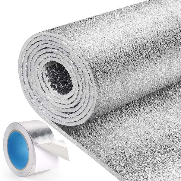 48 in. x 10 ft. Reflective Insulation Roll, Double-Sided Aluminum Foam Core Radiant Barrier with Tape for RV Window