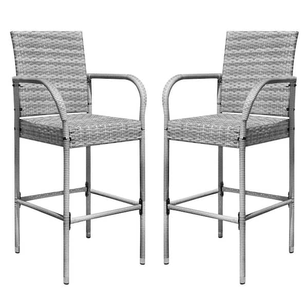 Tozey Chillrest Rattan Wicker Outdoor Bar Stool 2 Pack