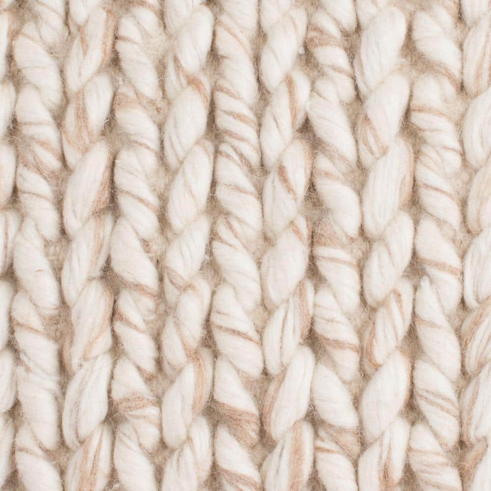 Natural Taupe Handloom Wool Braided Throw Pillow Set