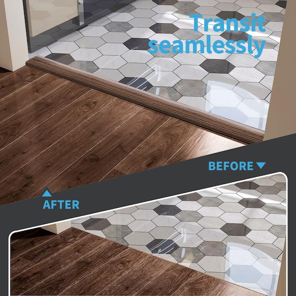 Brown 1.57 in. x 120 in. Self Adhesive Vinyl Transition Strip For Joining Floor Gaps, Floor Tiles