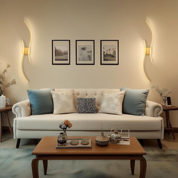 40 in. 2-Light Modern Gold Wall Sconce Over Mirror, Dimmable LED Bathroom Vanity Light for Living Room
