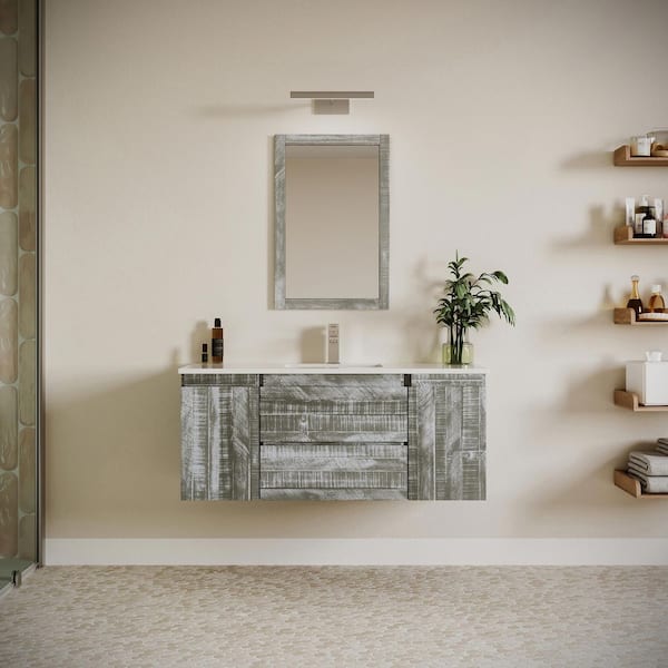 Formosa 47 in. Wall Mount Floating Single Bath Vanity Cabinet without Top in Sage Gray