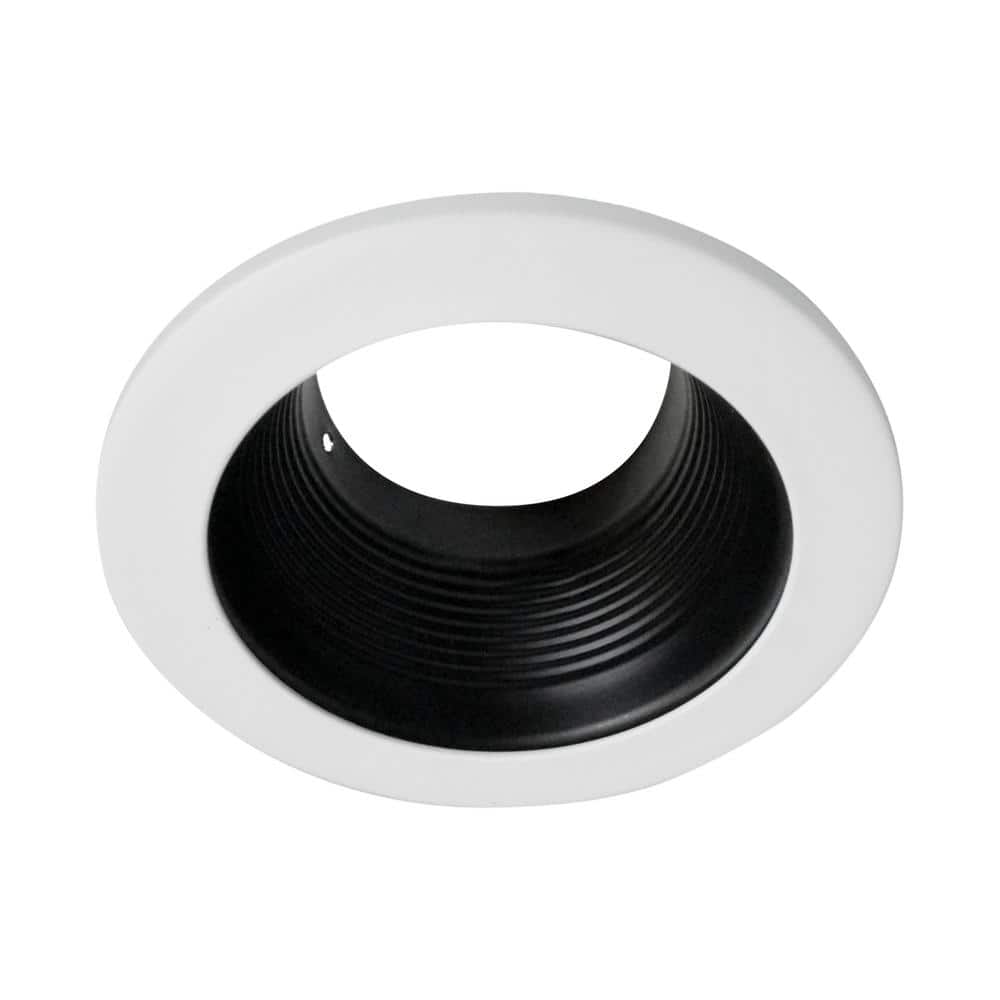 4-Inch Black and White Aluminum Recessed Baffle Trim