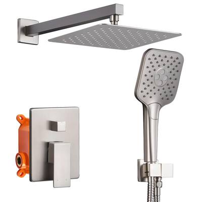 Pardo 3-Spray Patterns with 1.8 GPM 9.8 in. Wall Mount Dual Shower Heads with Handheld Shower in Brushed Nickel