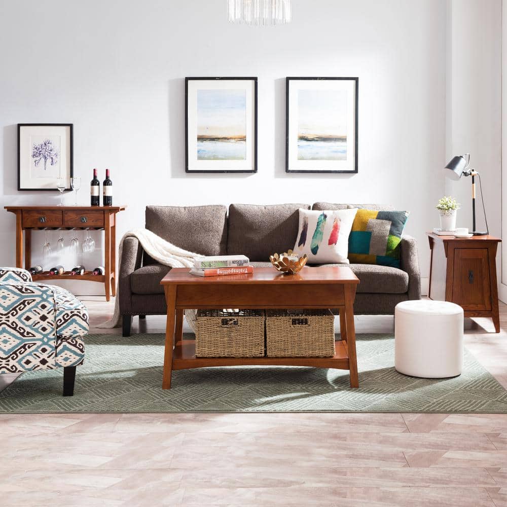 Russet Solid Wood Mission Cabinet End Table with Storage