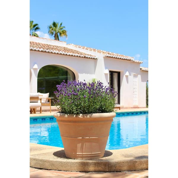 PotteryPots 19 in. H Kyra XL Egyptian Ficonstone Planter Indoor/Outdoor, Brick Orange, Concrete