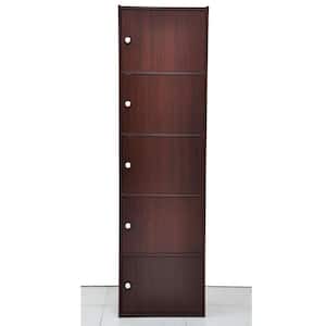 16 in. x 59 in. Mahogany Cube Organizer with Doors