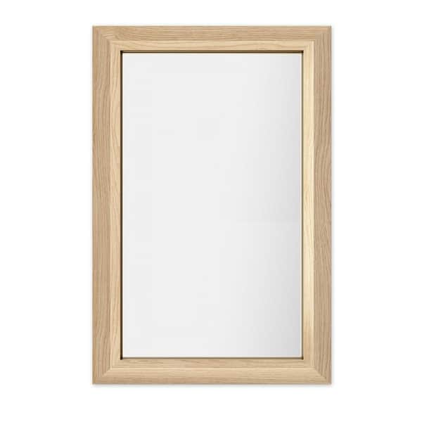 Apmir 16 in. W x 24 in. H Rectangular Aluminum Alloy Framed & Tempered Glass Wall Bathroom Vanity Mirror in Light Yellow Wood