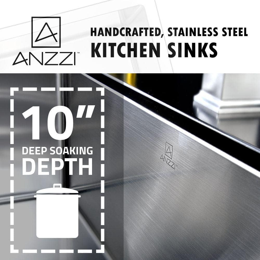 Elysian 33" Stainless Steel Double Bowl Farmhouse Sink