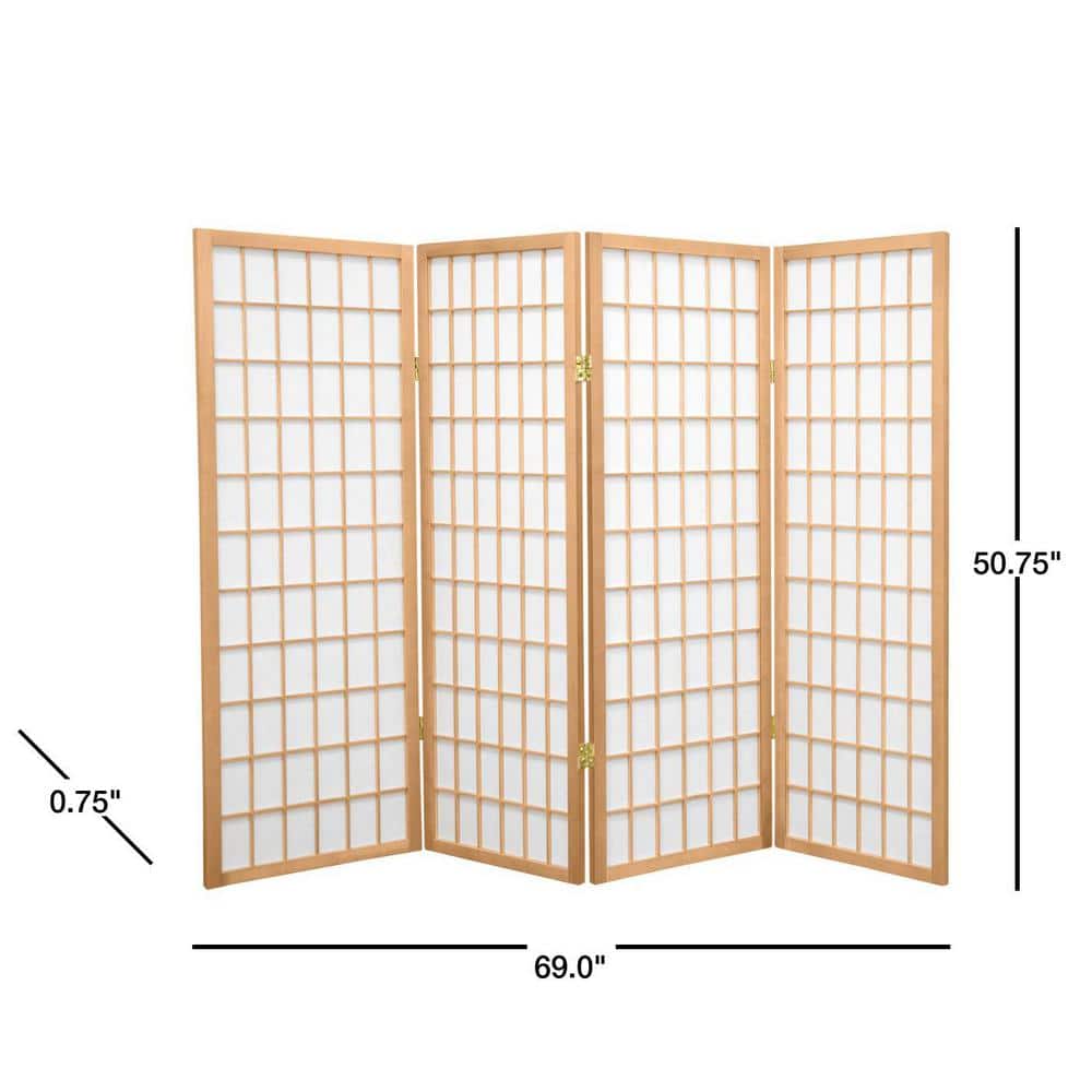 Natural 4-Panel Shoji Screen Room Divider