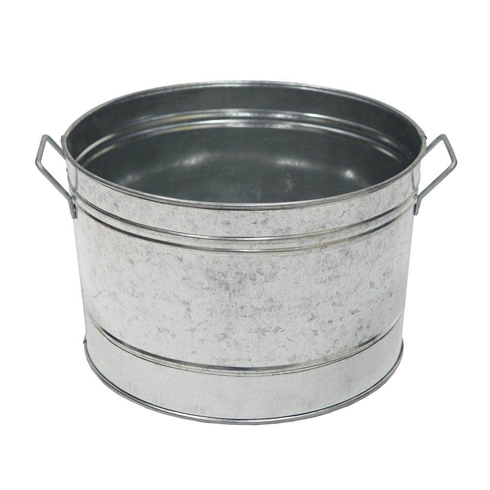 ACHLA DESIGNS 16.25 in. Dia Steel Rustic Round Tub with 2-Side