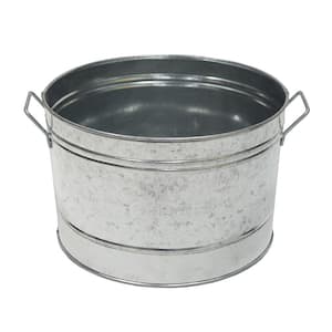 16.25 in. Dia Steel Rustic Round Tub with 2-Side Handles