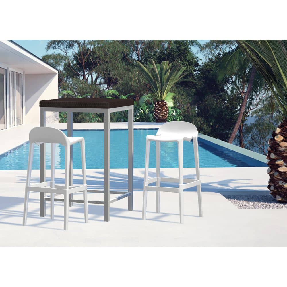 Lagoon Joyous 25" White Saddle Style Barstool, Set of 2