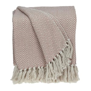 Isla Transitional Pink 80 in. x 97 in. Woven Handloom Throw Blanket