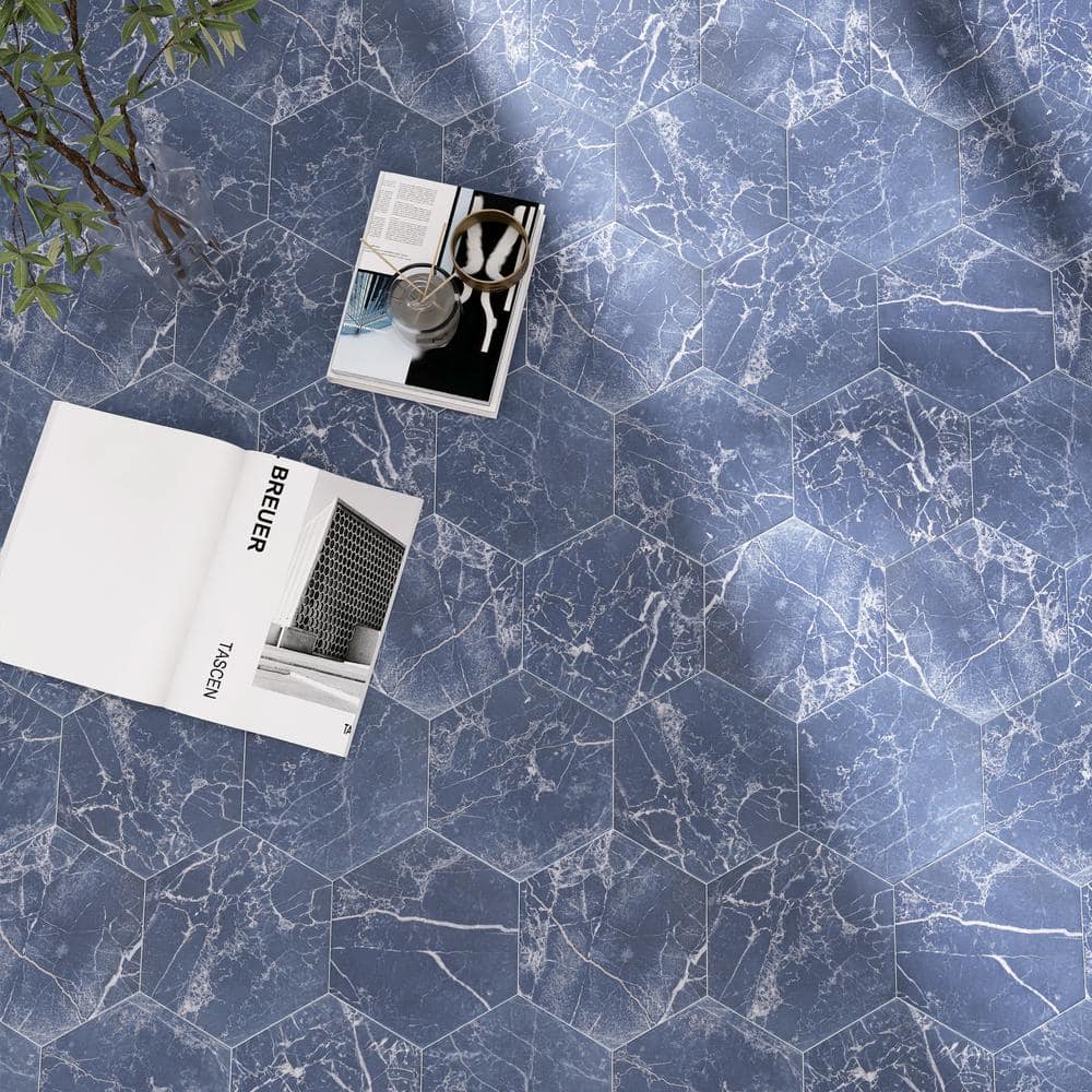 Elegance Blue Hexagon Matte Porcelain Wall and Floor Tile