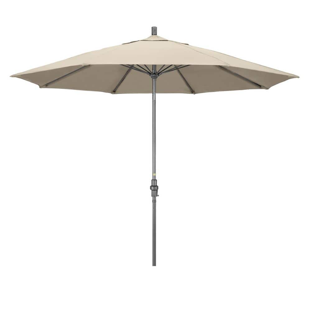 11 ft. Grey Aluminum Market Patio Umbrella Fiberglass Ribs Collar Tilt Crank Lift in Antique Beige Sunbrella price history on PriceWatchPro