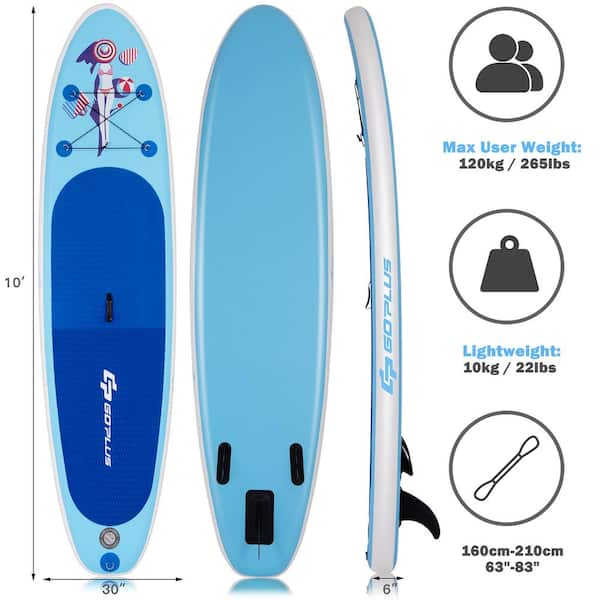 120 in. Inflatable Stand Up Paddle Board SUP W/Adjustable Paddle Pump Leash