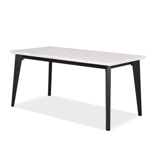 Furniture of America Mendy Modern White Rectangle Marble Top 70 in. 4 Leg Counter Height Dining Table Seats-6