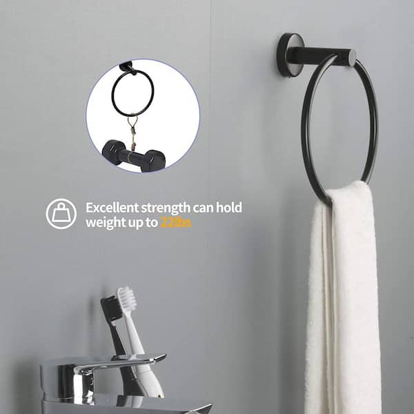 8-Piece Matte Black Stainless Steel Bathroom Hardware Set – Towel Bar, Toilet Paper Holder, Robe Hooks & Adhesive Hooks, Wall Mounted
