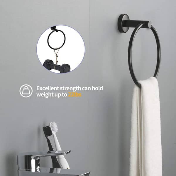 6-Piece Wall Mount Stainless Steel Bathroom Towel Rack Set in Matte Bl