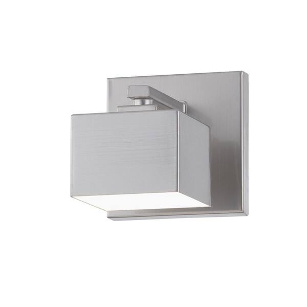 Fifth and Main Lighting Cubely 1-Light Small Brushed Aluminum Hardwired LED Outdoor Wall Lantern Sconce (1-Pack)