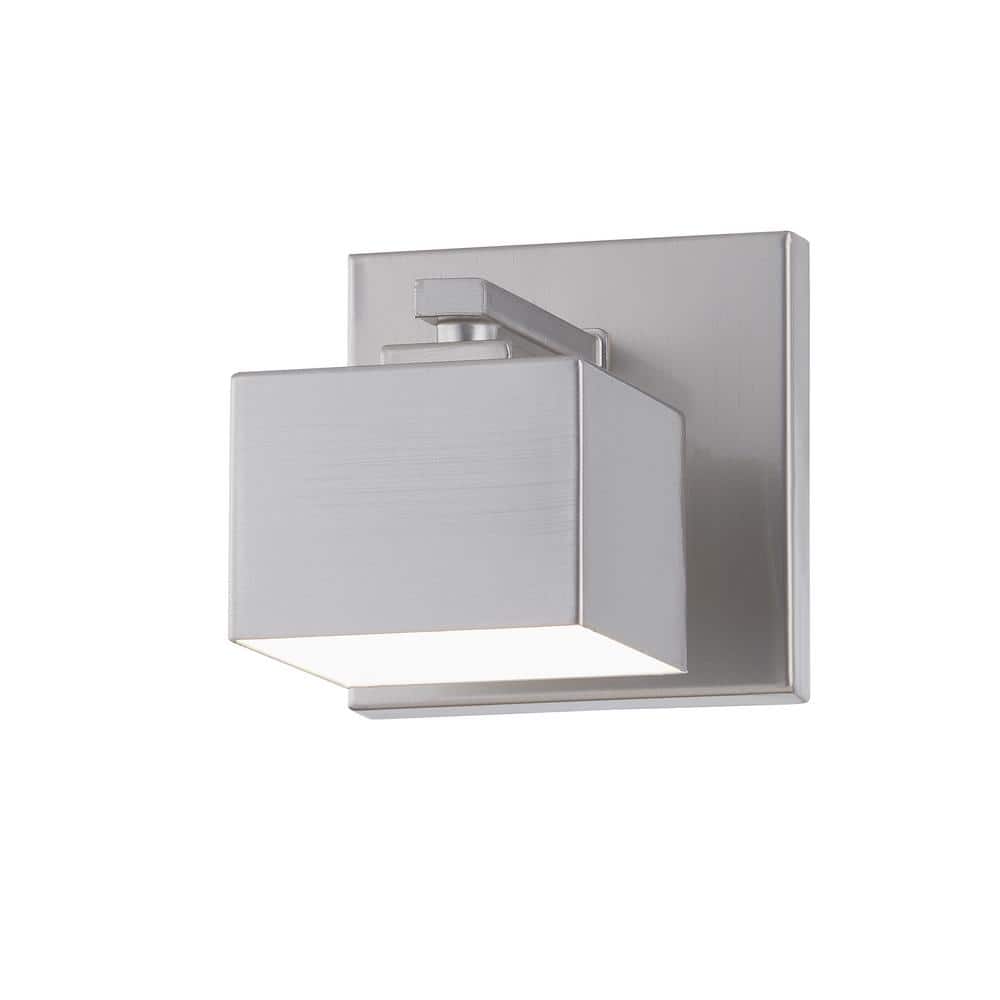 Cubely 1-Light Small Brushed Aluminum Hardwired LED Outdoor Wall Lantern Sc