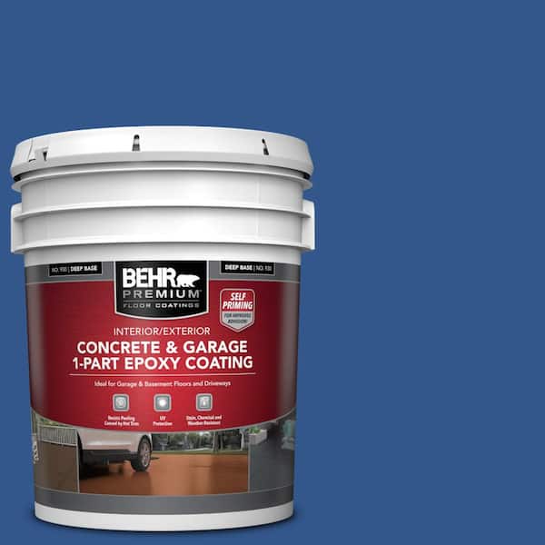 BEHR PREMIUM 5 gal. #PPU15-03 Dark Cobalt Blue Self-Priming 1-Part Epoxy Satin Interior/Exterior Concrete and Garage Floor Paint