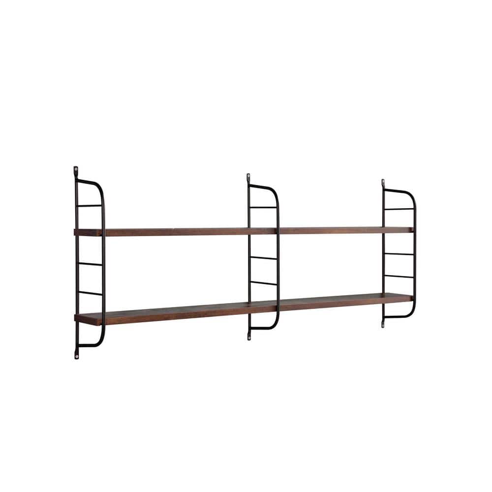 2-Tier Wall Mounted Shelf with Adjustable Shelves, Metal Bracket, Wall Deco