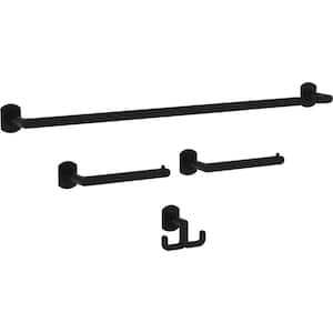 Granville 4-Piece Bath Hardware Set 18 in. Towel Bar with Extender Toilet Paper Holder Towel Holder Towel Hook in Black