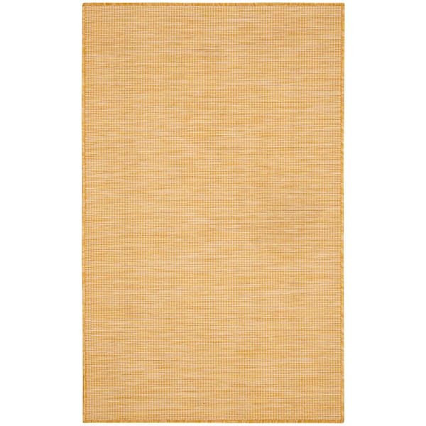 Positano Yellow 3 ft. x 5 ft. Solid Contemporary Indoor/Outdoor Patio Kitchen Area Rug