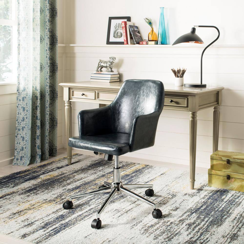 Cadence Dark Grey Faux Leather Swivel Office Chair with Chrome Base