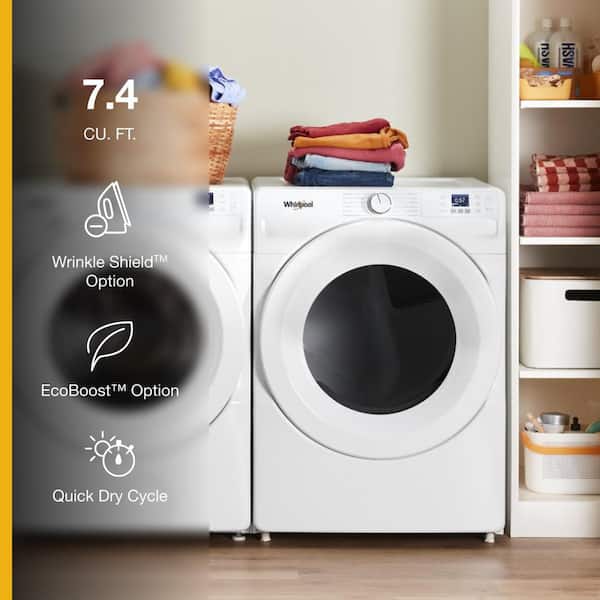 7.4 Cu. Ft. vented Front Load Gas Dryer in White with Quick Dry Cycle