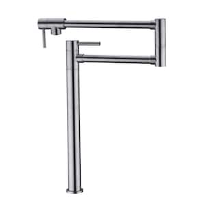 Deck Mount Pot Filler Faucet in Brushed Nickel 20-Inch Extended Jointed Spout
