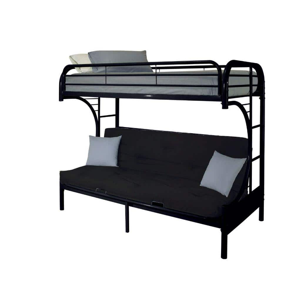 Benjara Eclipse Black Twin Xl Over Queen Futon Metal Bunk Bed With ...