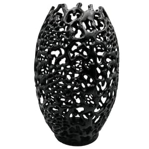 19.5 in. Lace Vortex Vase in Black