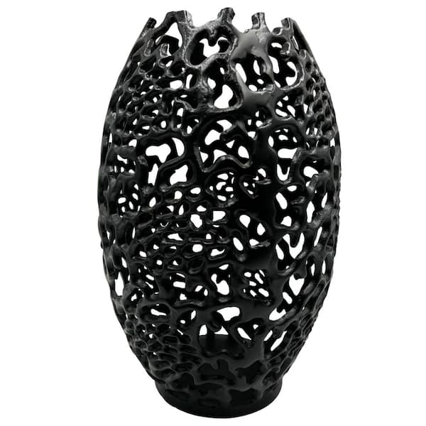 castellousa 19.5 in. Lace Vortex Vase in Black