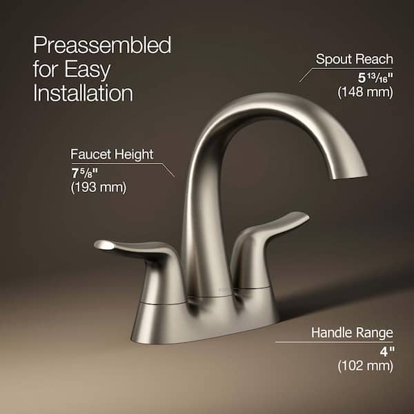 KOHLER Easmor 4 in. Centerset Double Handle Bathroom Faucet in Vibrant Brushed Nickel