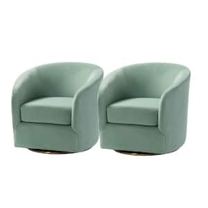 Estefan Sage Polyester Arm Chair with Swivel (Set of 2)