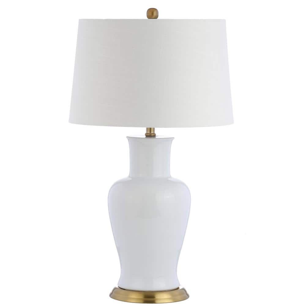 Julian 29" White Ceramic Table Lamp with Gold Accents