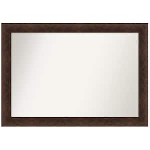 Warm Walnut 41 in. x 29 in. Non-Beveled Casual Rectangle Wood Framed Bathroom Wall Mirror in Brown
