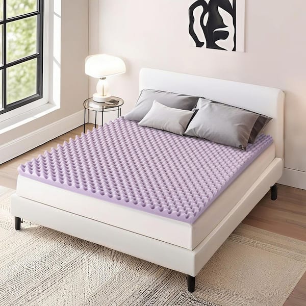 Bestier Full Size Soft Egg Crate Lavender Memory Foam Topper 3 in. Mattress
