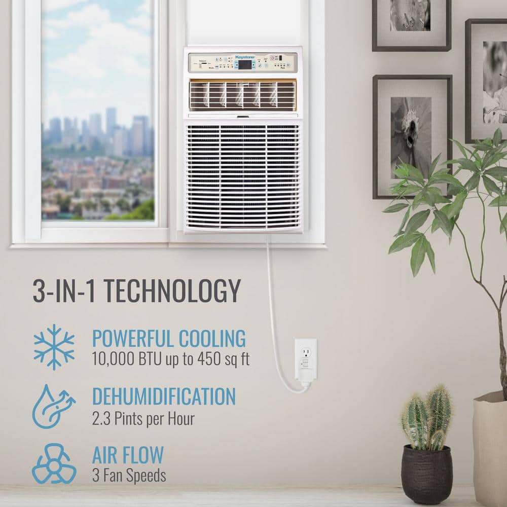 Keystone 10,000 BTU White Casement Window Air Conditioner with Remote