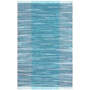 Rag Light Blue/Gray 2 ft. x 3 ft. Multi-Striped Area Rug