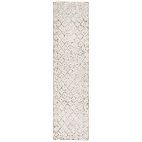 SAFAVIEH Metro Beige/Sage 2 ft. x 9 ft. Border Trellis Geometric Runner Rug