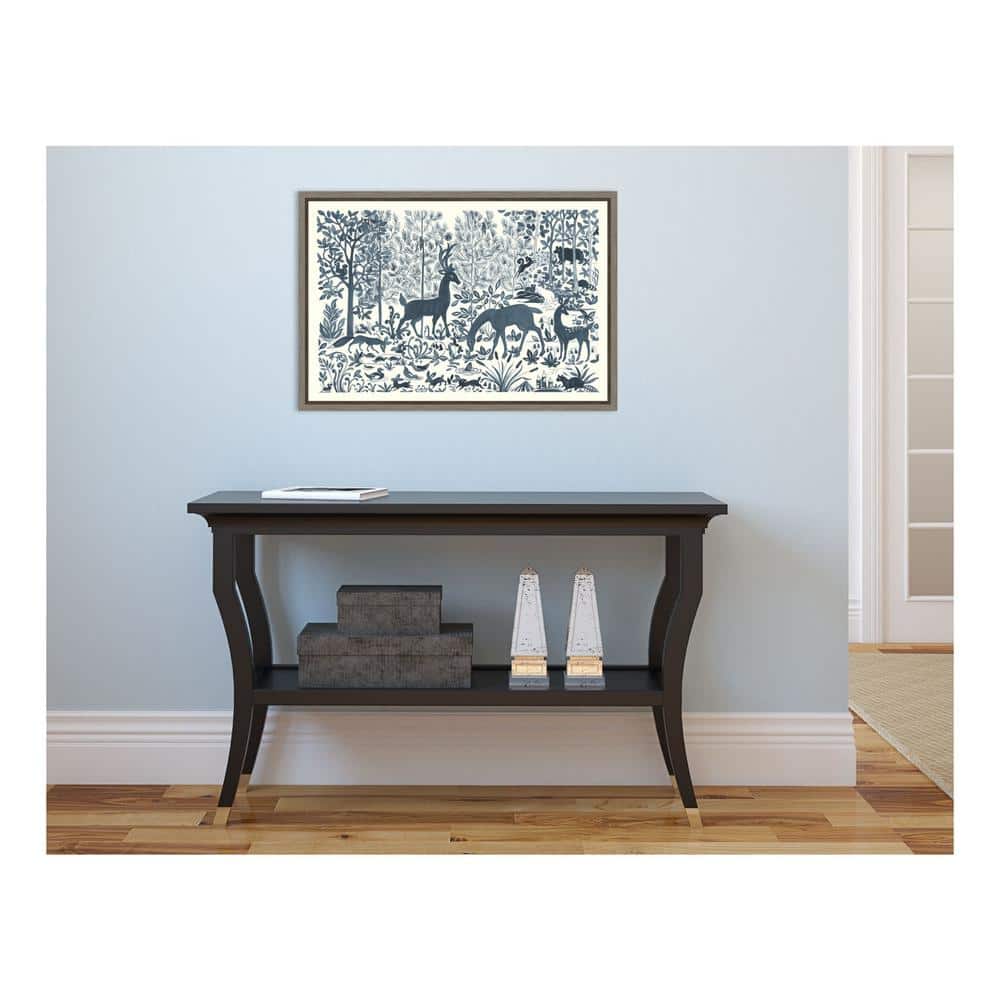 Forest Life I Blue and White Framed Canvas Art